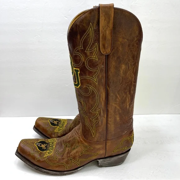 GAMEDAY BOOTS Baylor University Bears Embroidered Cowboy Boots NEW Size 10 Brown